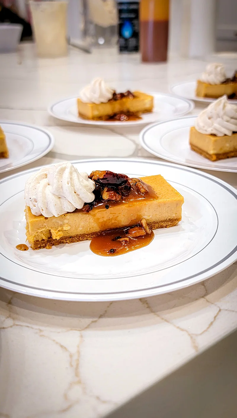 Pecan praline cheesecake for a Chef TJay wedding menu